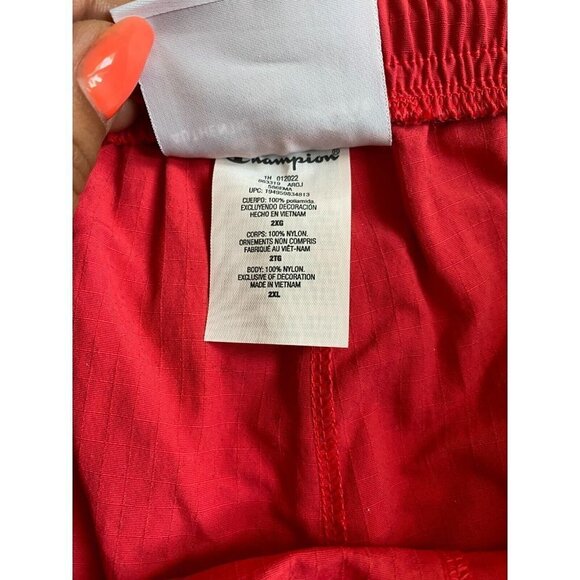 CHAMPION Drawstring hybrid shorts red black athletic mens - Picture 6 of 8